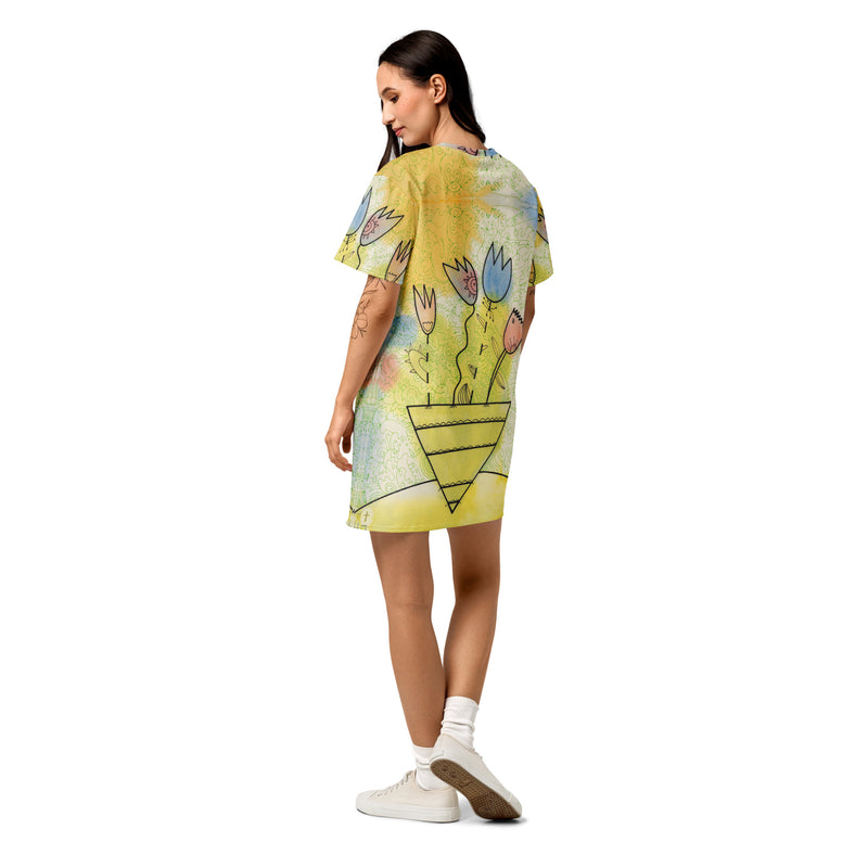 Tatyana's Tulips Cotton T-shirt Dress