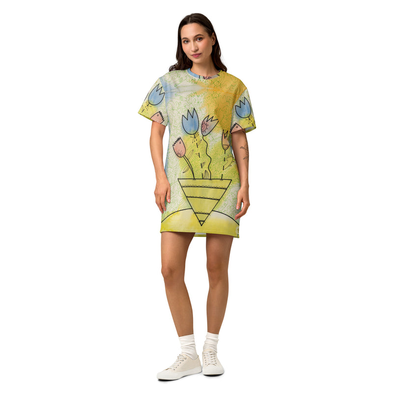 Tatyana's Tulips Cotton T-shirt Dress
