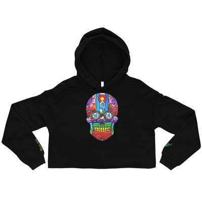 Blucifer Crop Embroidered Cuff Hoodie