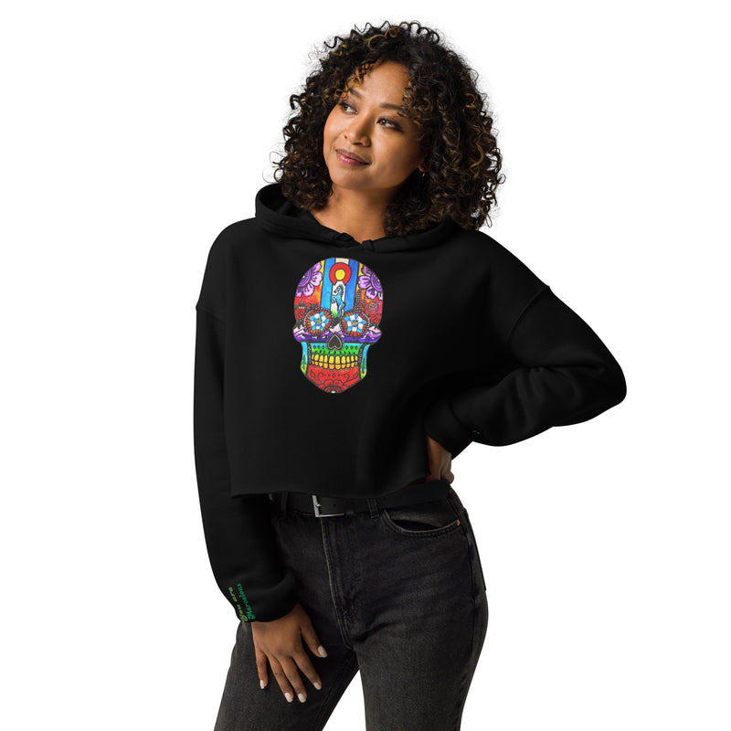 Blucifer Crop Embroidered Cuff Hoodie