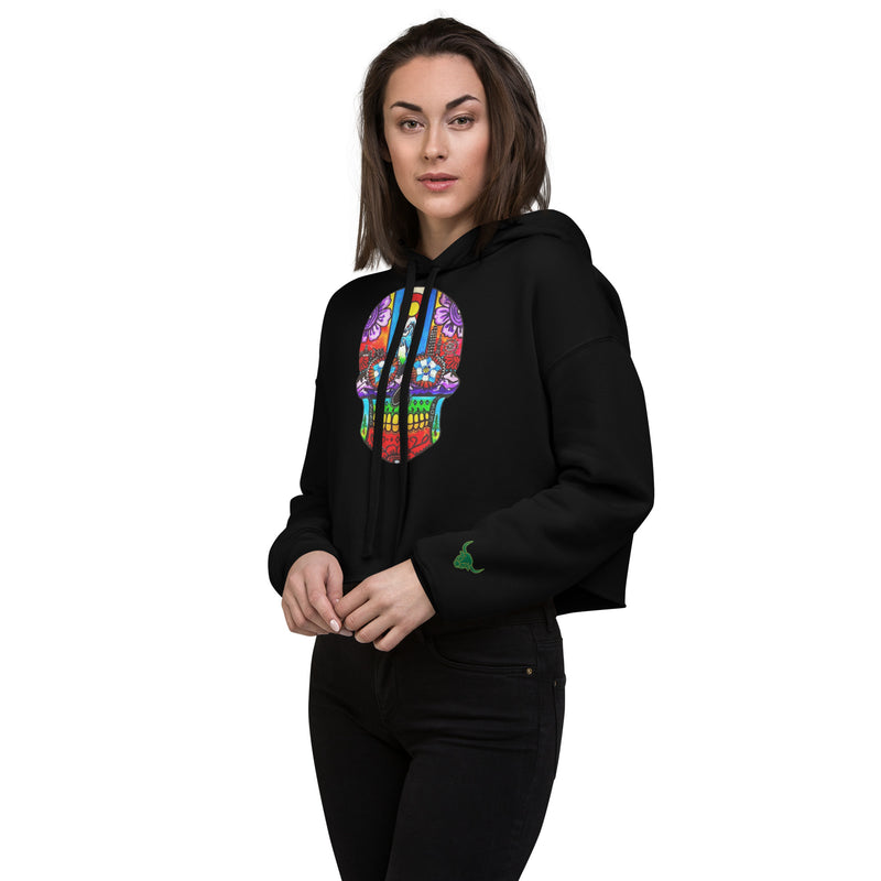Blucifer Crop Embroidered Cuff Hoodie