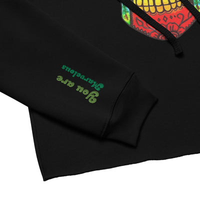 Blucifer Crop Embroidered Cuff Hoodie