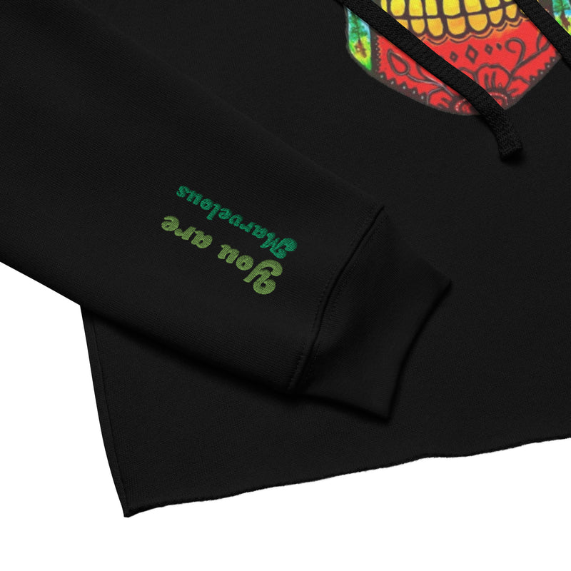 Blucifer Crop Embroidered Cuff Hoodie
