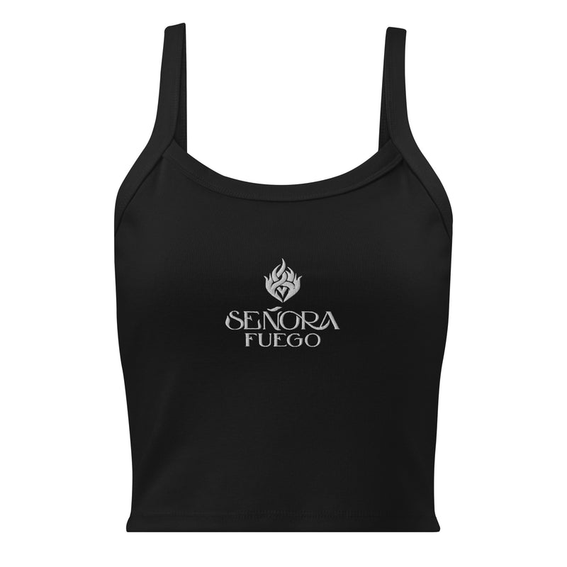 Ebbroidered Fuego micro-rib tank top
